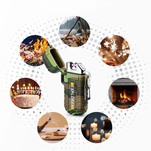 Plasma-Feuerzeug | Outdoor Survival, wasserdicht, USB-aufladbar | grün | JL-F12-Green