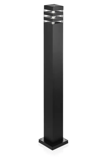Gartenstandleuchte, quadratischer Aluminiummast, matt schwarz 90cm | 230V Stromversorgung, E27 Fassung | LLS-90CM