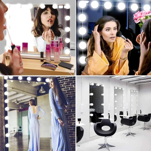 Spiegelleuchten für Schminktisch, Make-up | 10 Stück, 3 Lichtfarben, Helligkeitsregelung, 2m USB-Kabel | HZJ-V10