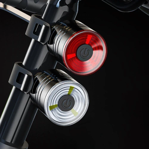 Kompakte LED Fahrradbeleuchtung vorne + hinten | LED-Fahrradlicht-Set, 3 Modi | BK-L319
