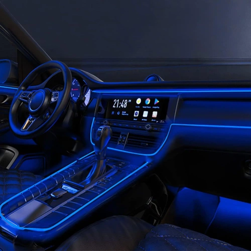 LED-Ambientebeleuchtung | 2 m | einseitige Lichtfaser | mehrfarbiger LED-Streifen | EL Wire