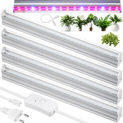 LED-Pflanzenleuchten Set | 4 Stück | 6 W pro Leuchte | mit Netzkabel und Verbindungskabel | DG-T5-Whitel