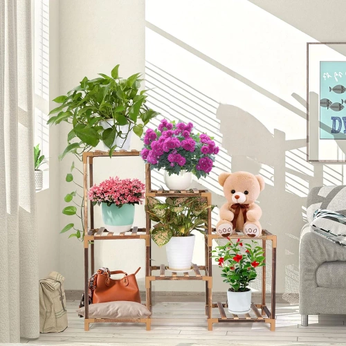 Pflanzenständer aus Holz | für Blumentöpfe | Pflanzenregal | NZ251-BAMBOO