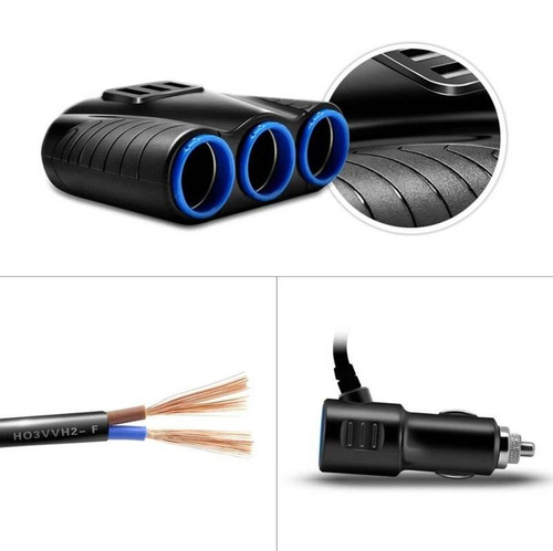 Zigarettenanzünder-Steckdose-Splitter 120W | 3 USB-Anschlüsse 3.1A | C08