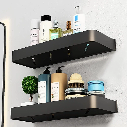 Badezimmerregal über dem Waschbecken | Länge 40 cm | Duschablage | Schwarz | BSU-L40CM-B