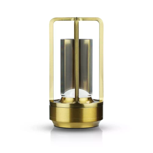 Camping-Tischlampe mit eingebautem 2000mAh Akku und Touchpanel | 3 Helligkeitsstufen, dimmbar | Gold | HJA27