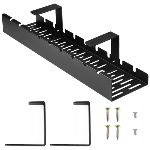 Kabel-Organizer für Schreibtischunterbau 50 cm | Korb, Führung, Halterung | Schwarz | CWT-O1