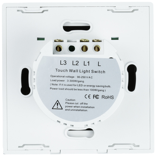 Doppelter Touch-Lichtschalter | gehärtetes Glas | weiß | SW86-2
