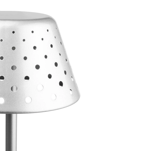 LED-Tischleuchte mit integriertem Akku | Nachttischleuchte mit drei Lichtfarben | Stimmungsleuchte für Hotel, Restaurant | silber | HJA15-SILVER