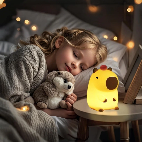 Silikon LED Nachtlicht Capybara | Tragbare Kinderlampe 8 Beleuchtungsmodi mit Timer | Nachtlicht mit warmem Licht 3000K | DS-CPBR-01