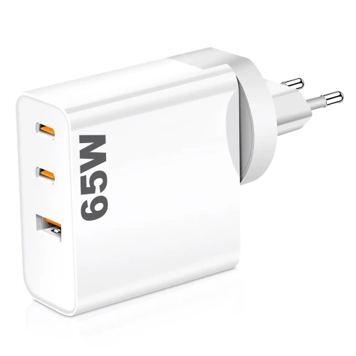 Ladegerät | 65 W, mit USB-C-Anschlüssen und USB 3.0-Anschluss | GaN