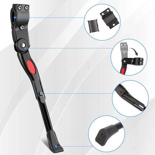 Fahrrad-Seitenständer aus Aluminium | Verstellbare Seitenstütze, passend für 24-28 Zoll Räder | YYBC-125