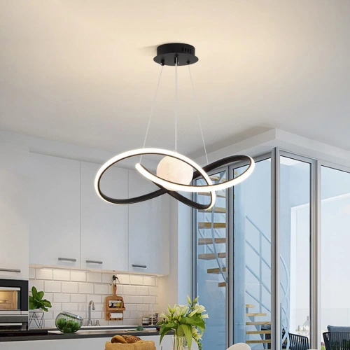 LED-Hängeleuchte 60W | Stilvolle Mond-3D-Lampe | RLT-50CM-60W-B