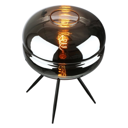 Stilvolle Nachttischlampe mit Glaslampenschirm | Moderne Glas-Tischlampe | BH-233-SCHWARZ