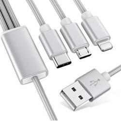 Ladekabel 3-in-1 | 1,2 m | USB-Ladekabel für Smartphone 3-in-1 – Micro USB / Lightning / Type-C | UC-005