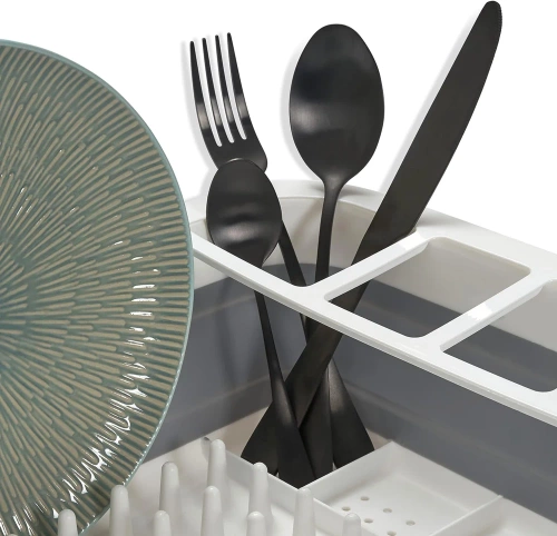 Geschirrabtropfgestell | klappbarer Abtropfständer für Camping | grau | XEP-364-GREY