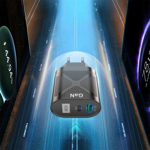 Schnellladegerät Netzteil 65W mit USB- und PD 3.0-Anschlüssen (USB-C) | BK-389-GAN