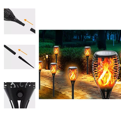 LED-Gartenfackel solar | 58 cm | 33 SMD 2835 LEDs | HYD-33LED