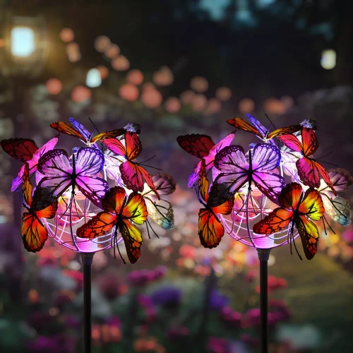 Solarblume | Solar-LED-Gartenlaterne Schmetterlinge | 65 cm, 600mAh | FLD-09-C