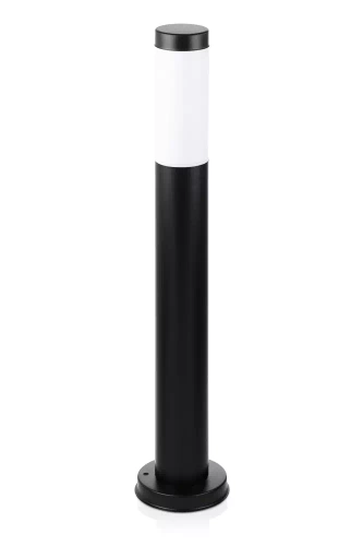 Stehende Gartenlaterne, runder Pfosten für E27-Glühbirne | 230V Stromversorgung, Edelstahl | Mattschwarz, 65cm | LLR-65CM