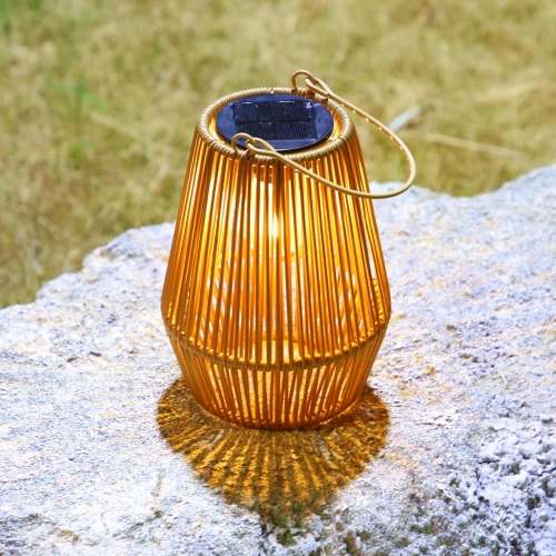 Kabellose Solarlampe | Gartenlampe mit Halterung | JX21-Bambus