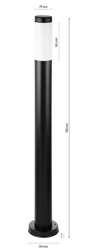 Stehende Gartenlaterne, runder Pfosten für E27-Glühbirne | 230V Stromversorgung, Edelstahl | Mattschwarz, 90cm | LLR-90CM
