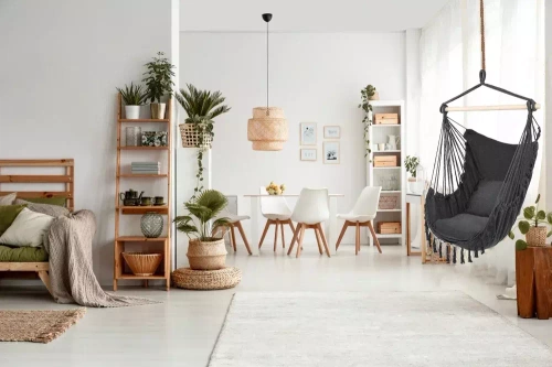 Hängesessel | 2 Kissen, Holzstange, bis 120 kg | graphit | ZY-V004