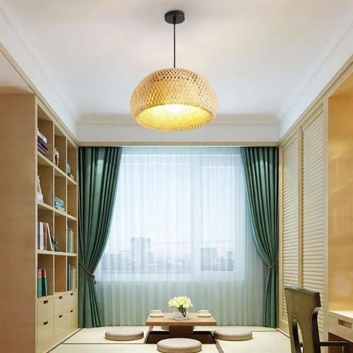 Bambus-Pendelleuchte | geflochten | 38 cm