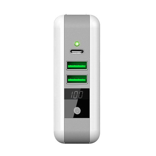 Multifunktionsnetzladegerät | 2x USB-A 1x USB-C | Powerbank 6700mAh | Induktive Qi-Ladestation | KP-Super