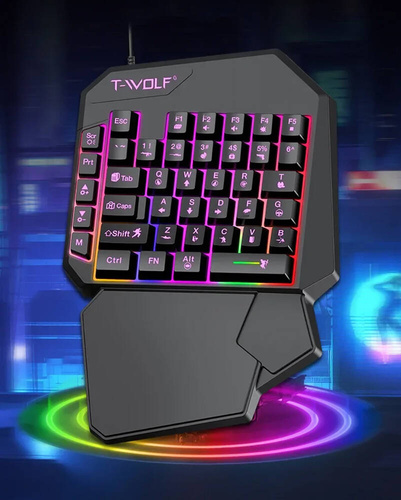 Gaming-Einhandtastatur mit LED-Hintergrundbeleuchtung, Keypad | T19