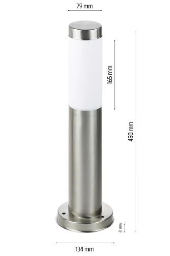 Gartenleuchte Stehleuchte, runder Poller für E27 Leuchtmittel | 45 cm, 230 V, Edelstahl | LLR-45CM