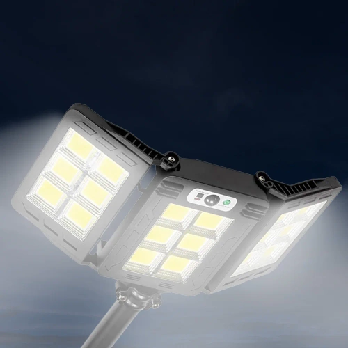 Garten Solar-LED-Lampe mit Bewegungs- und Dämmerungssensor IP65 | 3 verstellbare Panels | 360 LED-COB-Lampen | IR-Fernbedienung | LD-W786