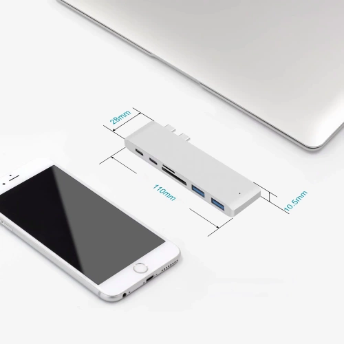 USB-C Hub mit 2x USB-A + 2x USB-C + SD + TF + HDMI | Adapter, Typ C 7-in-1 Splitter | HUB