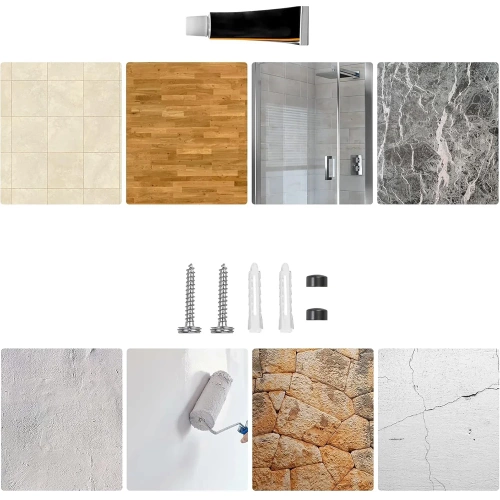 Badezimmerablage für Waschbecken | Länge 40 cm, Duschspender | schwarz | BSU-L40CM-B