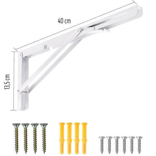 Regalhalterung | Klappbare Regalstützen | Klappbare Regalstützen für Regalböden | FB-A40CM-WHITE
