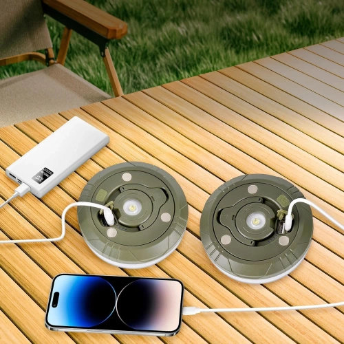 Multifunktionale LED Campinglampe mit 10 m Lichterkette, Powerbank und Magnet | Wasserdichte Lampe mit eingebautem 2000 mAh Akku 5 Leuchtmodi | KQ-5004