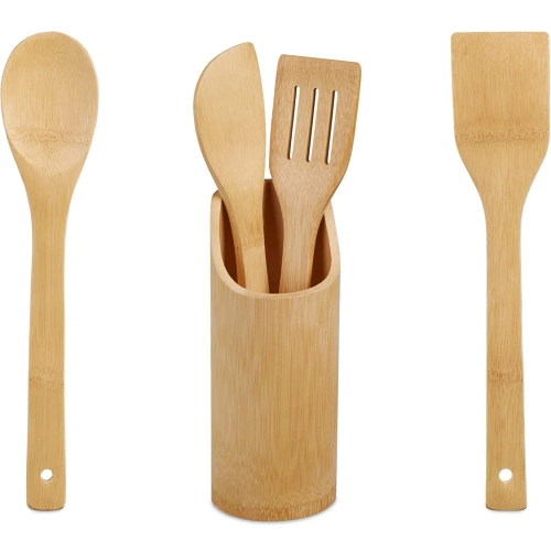 Küchenutensilien aus Bambus mit Ständer | BRS-5in1-BAMBOO
