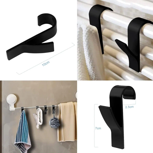 Badezimmerhandtuchhaken | Heizkörperhandtuchhalter | Haken-Set | PG-Y03-SCHWARZ