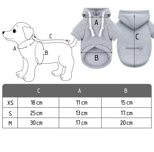 Hoodie für Hunde und Katzen | Größe M | grau | PET-015M-GY