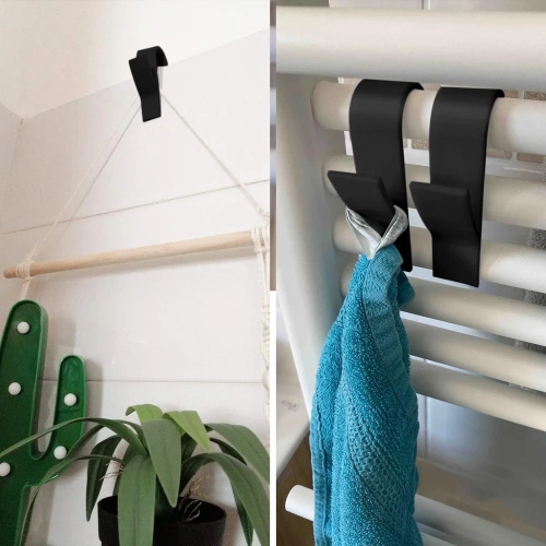 Badezimmerhandtuchhaken | Heizkörperhandtuchhalter | Haken-Set | PG-Y03-SCHWARZ