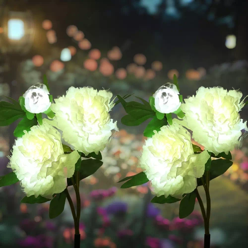 Solarblume | Solar-LED-Gartenlaterne Peonia weiß | 80 cm, 600 mAh | FLD-10-WHITE