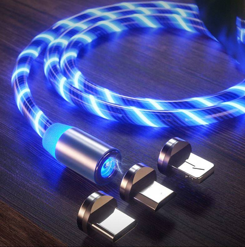 3-in-1 2M | Leuchtendes magnetisches Ladekabel für Telefon mit 3 Anschlüssen | AM67