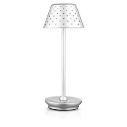 Tischlampe mit eingebautem Akku | Nachtlicht mit drei Leuchtfarben | Stimmungsvolle Lampe für Hotel, Restaurant | HJA15-SILVER