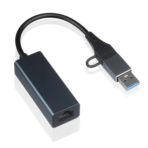 Ethernet-Netzwerkkarte | USB 3.0 Adapter 2-in-1, USB-C Adapter | grau | JC-WK03-GREY