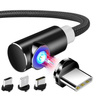 3-in-1 2M | Magnetisches Winkelkabel | 3 Anschlüsse - Micro, Type-C und Lightning | Quick Charge 3.0 | AM51