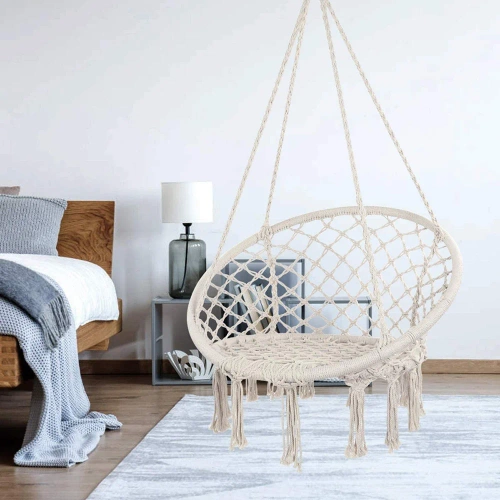 Hängesessel, brasilianischer Stuhl, Korb, Schaukel, Hängematte | bis 120 kg | DY-A003-WHITE