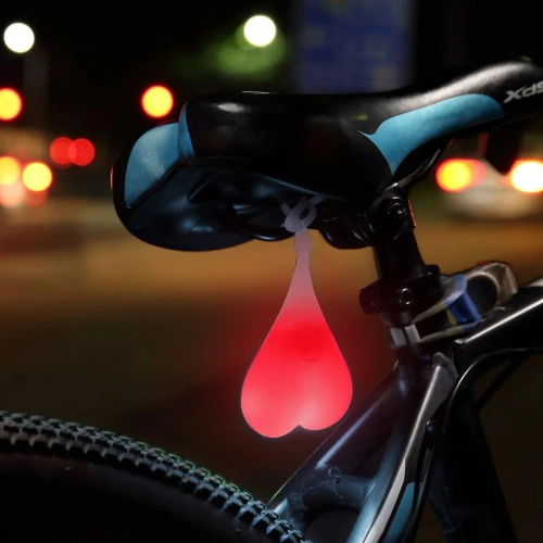 Herzförmiges LED-Fahrradrücklicht | Wasserdichtes Silikonlicht mit drei Betriebsmodi | DKD-032