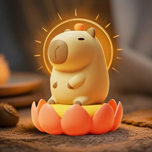 Silikon LED Nachtlicht Capybara | Tragbare Kinderlampe 8 Beleuchtungsmodi mit Timer | Nachtlicht mit warmem Licht 3000K | DS-CPBR-01