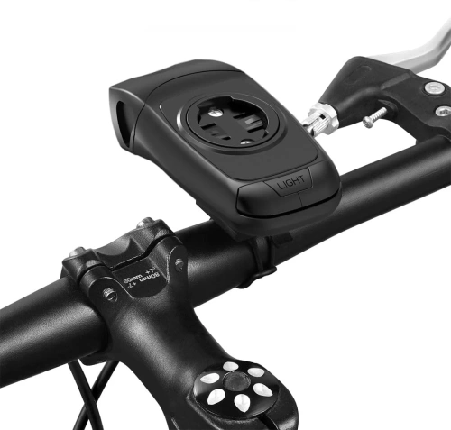 3in1 LED Fahrradlampe mit Hupe | Halterung für Garmin GPS-Computer oder Telefon | Intelligente Beleuchtung mit eingebautem Akku | 05BQ0062
