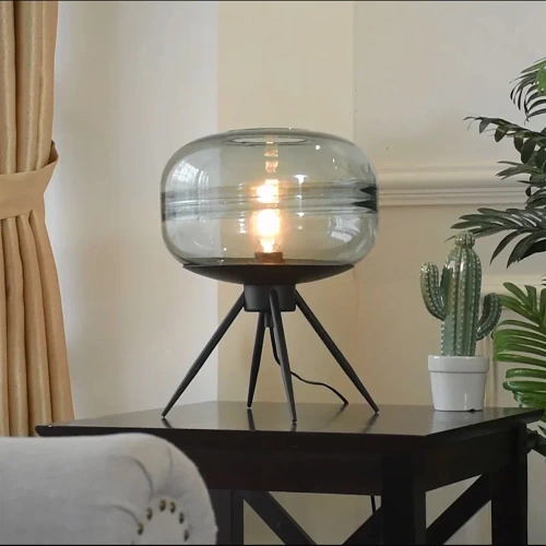 Stilvolle Nachttischlampe mit Glaslampenschirm | Moderne Glas-Tischlampe | BH-233-TS
